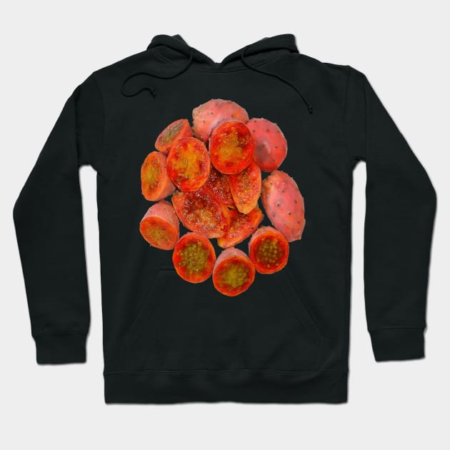 Tropical Red Prickly Pear Fruit Cut Out Vector Art Hoodie by taiche